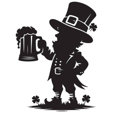 Şenlikli Siluet Leprikon Bira Kadehi Çizim Tasarımı