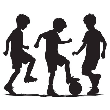 Siluet Çocuklar Futbol Vektörü Sanatı Grafik Çizim Biçimi Oynuyor
