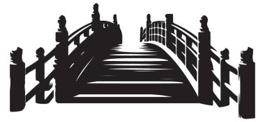 Klasik Tahta Köprü Silueti Waterway Sükunet Çizim Sanatı