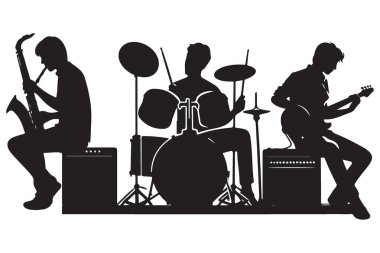 Enstrümanlar Çizim Tasarımı ile Canlı Müzik Performansı Silüeti
