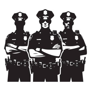 Emniyet Teşkilatı Siluet Çizimi Polis Memurları Güvenlik Koruma Sanatı