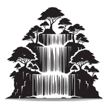 Sahne Şelalesi Silüeti Kaya Şekillerindeki Ağaçlarla İlgi