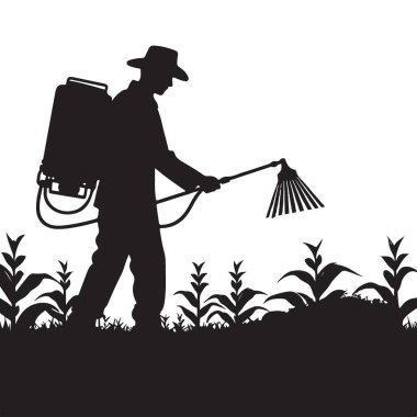 Çiftçi Siluette Böcek İlaçları Tarım ve Tarım Konsepti