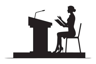 Konferans Vektörü için Kürsüde Siluet Konuşması