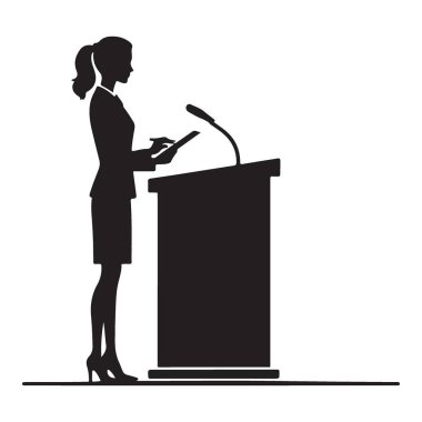 Zarif Sözcü Siluet Çizimi Podyum Sahnesi Konuşması