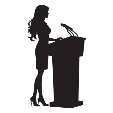 Podyum Siluet Liderliği İletişim Vektörü 'nde Konuşan Kadın
