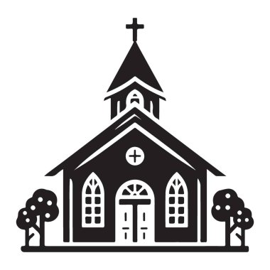 Dini ve Tarihi Tasarımlar için Klasik Kilise Silüeti Vektör Grafiği