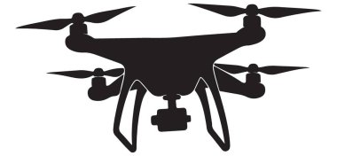 Siyah Siluet Drone Vektör Sanatı Modern Teknoloji Gadget Tasarımı