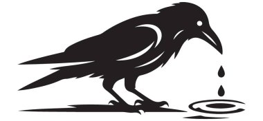 Yaratıcı Kuzgun Silueti Çizimi Susuzluğu ve Kararlılığı sembolize ediyor