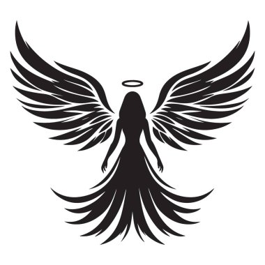 Zarif Melek Silüeti İlahi ve Koruyucu Sembolizm Dövme Tasarımı