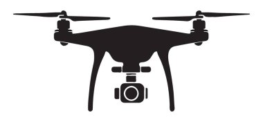 Hava Fotoğrafları için Kameralı Modern Drone Siluet Vektörü