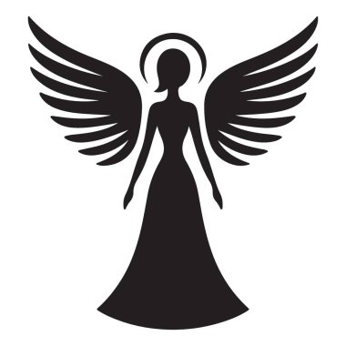 Koruyucu Melek Siluet Vektör Görünümü Zarif Kanatlı