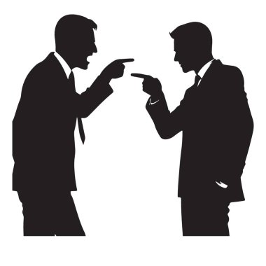 İş Adamları Siluet Suçlama Vektörü İllüstrasyon Tasarımı Tartışıyor