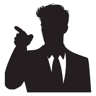 Siluet İşadamı Takım Elbise Vektörü Resimlerinde Parmak Gösteriyor