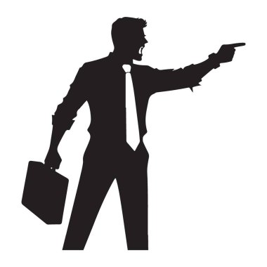 Kızgın Patron Siluet Vektörü Grafik Sanatı İllüstrasyonu