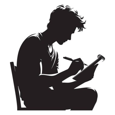 Odaklanmış Sanatçı Çizim Vektör Resiminin Silueti