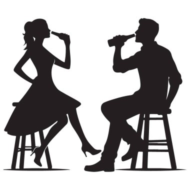 Siluet Çifti Özel Etkinlik Tezahürat Resmini Kutluyor