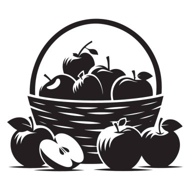 Bol Elma Hasadı Taşan Sepet Vektörü Resmetme Grafik Sanatları