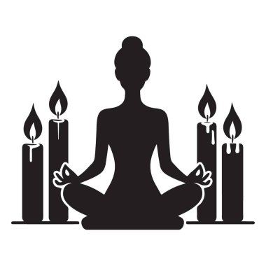 Gevşeme Tasarımı İçin Mumlarla Meditasyon yapan Kadın Silueti