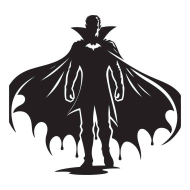 Kara Şövalye Vampir Silueti Çizimi Modern Cadılar Bayramı Birleşim Sanatı