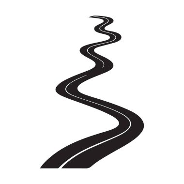 Dolambaçlı Yol Silueti Seyahat ve Yolculuklar için Vektör İllüstrasyonu