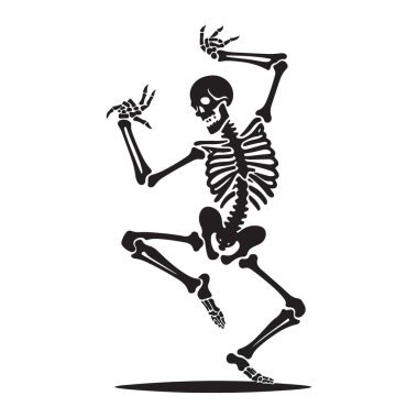 Cadılar Bayramı Eğlencesi İçin Tuhaf Dans Eden İskelet Siluet Çizimi
