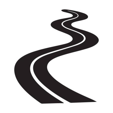 Seyahat Kavramı için Eğri Yol Klipsi Sanat Vektörü İllüstrasyonu