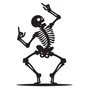 Dans Eden İskelet Siluet Çizgi Film Vektör Çizim Tasarımı