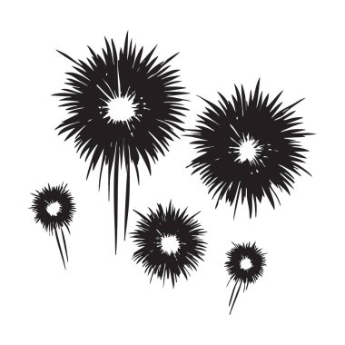 Kutlama Silueti İzole Edilmiş Vektör Tasarımı için Havai fişek Çizimi