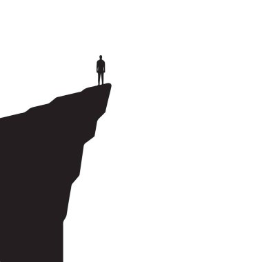 Cliff Edge Vektör İllüstrasyonunda Tek Adam Silueti