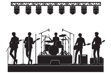 Parlak Işıklar Altında Rock Bandosunun Silueti