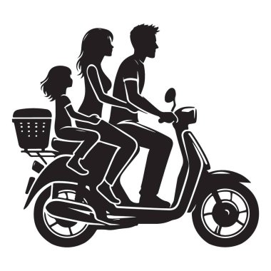 Aile Motosikleti Yolculuğu Tatilin Tadını Çıkartırken Birlikte Yolculuk Vektör Resimleri