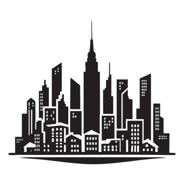 Ayrıntılı Şehir Manzarası Silueti Skyline Görüntü Vektörü Grafiği