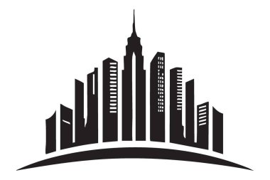 Modern Şehir Skyline Vektör Silueti Tasarım İllüstrasyonu