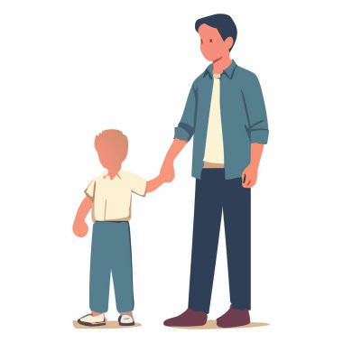 Baba ve Oğul El Tutuşları Çizim Vektörü Grafiği