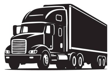 Modern Yarı Kamyon Resimli Vektör Tasarımı 'nın Ayrıntılı Silueti