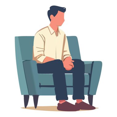 Kanepede oturan adam grafiksel tasvir Gevşeme ve tefekkür