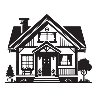 Siluet Kulübe Biçimi Ev Tasarımı Vektör İllüstrasyonu Gayrimenkul