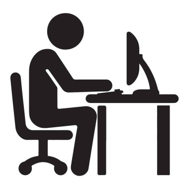 İş ve Üretim için Bilgisayar Silüeti Ofisi İşçisi