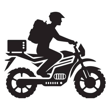 Motosikletli Gıda Teslimatı Siluet Vektör Resimleri Hızlı ve Uygun Hizmet