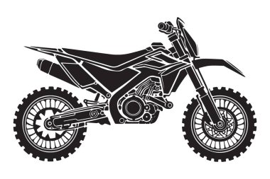 Motokros Motosiklet Silüeti Vektör İllüstrasyon Ekstrem Spor Gezisi