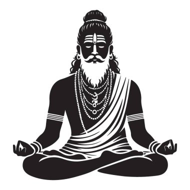 Hindu Sadhu Barış Arayıcıları için Meditasyon Silüeti