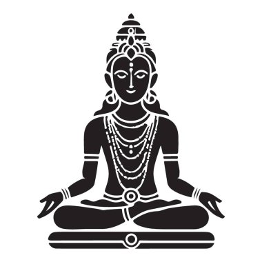 Meditasyon Tanrıçası Vektör Barış ve Ruhsal İllüstrasyonunun Silüeti