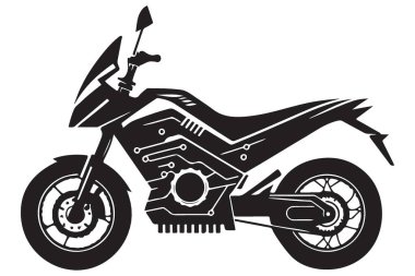 Yaratıcı Projeler İçin Gelecekçi Elektrikli Motosiklet Silüeti Vektör Sanatı