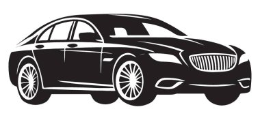 Otomotiv ve Lüks Tasarımlar için Sedan Siluet Vektör İllüstrasyonu