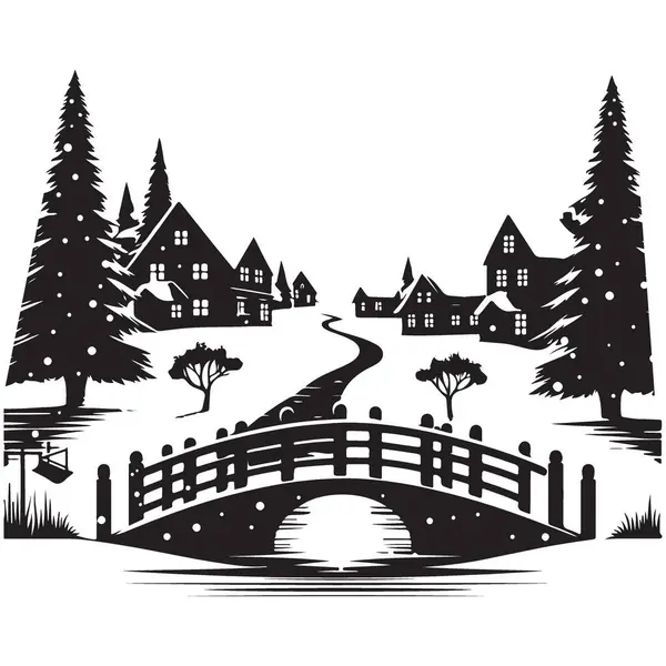 Kar Altlı Köprü Sanatıyla Büyüleyici Kış Köyü Sahnesi