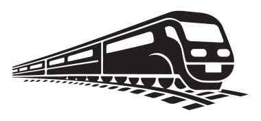 Yüksek Hız Treni Siyah Siluet Çizimi Modern Dönüş Taşımacılık Sembolü