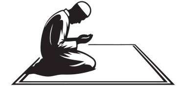 Müslüman Adamın Silueti Mat Vektör Sanatı Üzerine Dua Ediyor