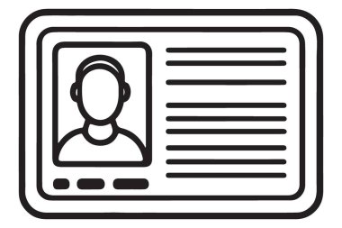 Güvenlik ve erişim için kimlik kartı siluet vektör çizimi