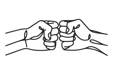 Arkadaşlık desteği için aralıksız çizgi yumruk tokuşturma vektör çizimi